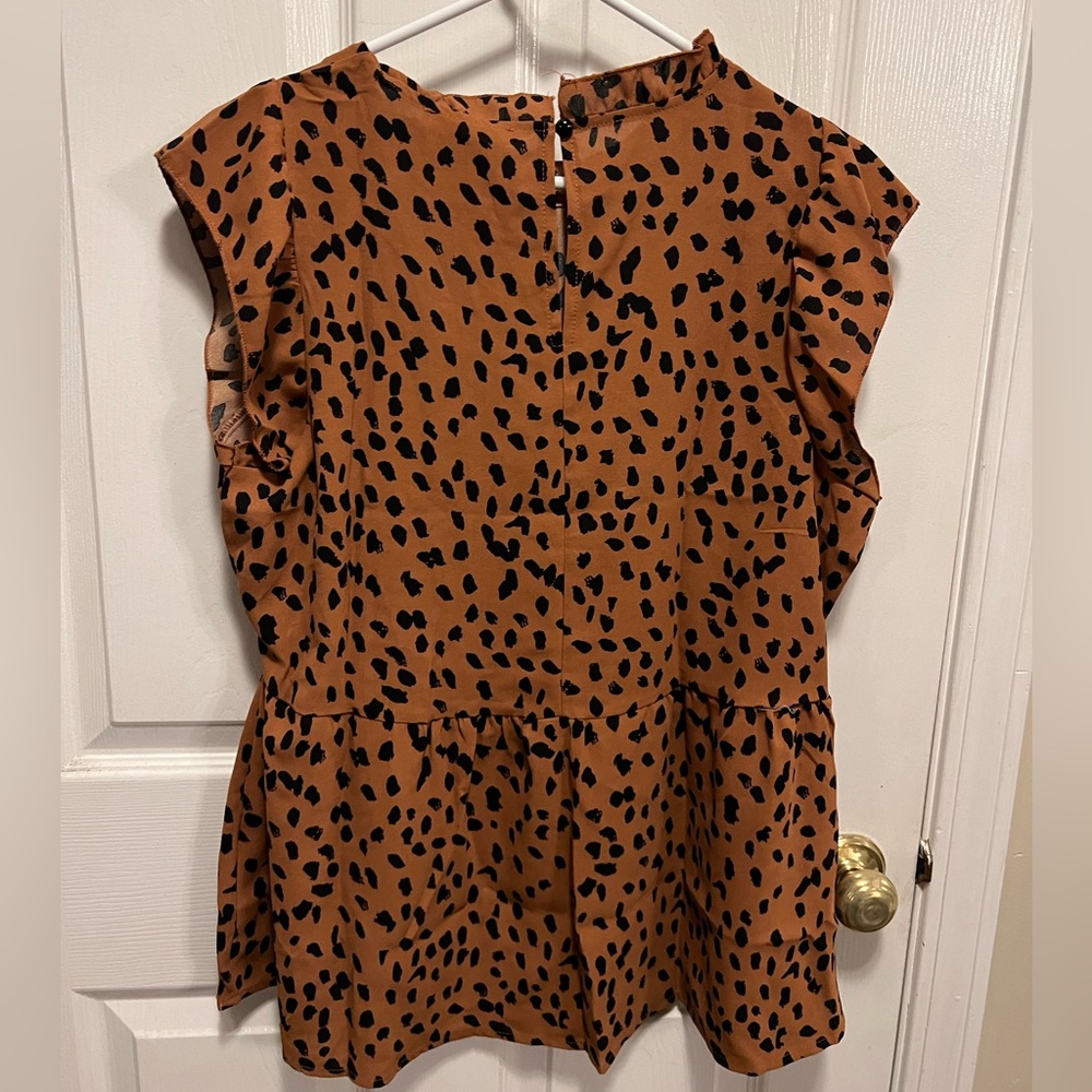 Tunic Top Ruffle Neck Cap Loose Babydoll size MED NWT - Picture 9 of 10